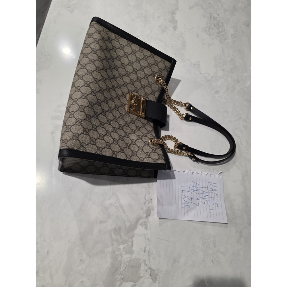 GUCCI GG Supreme Monogram Medium Padlock Tote Green Bag Authentic with Packaging - Picture 6 of 16